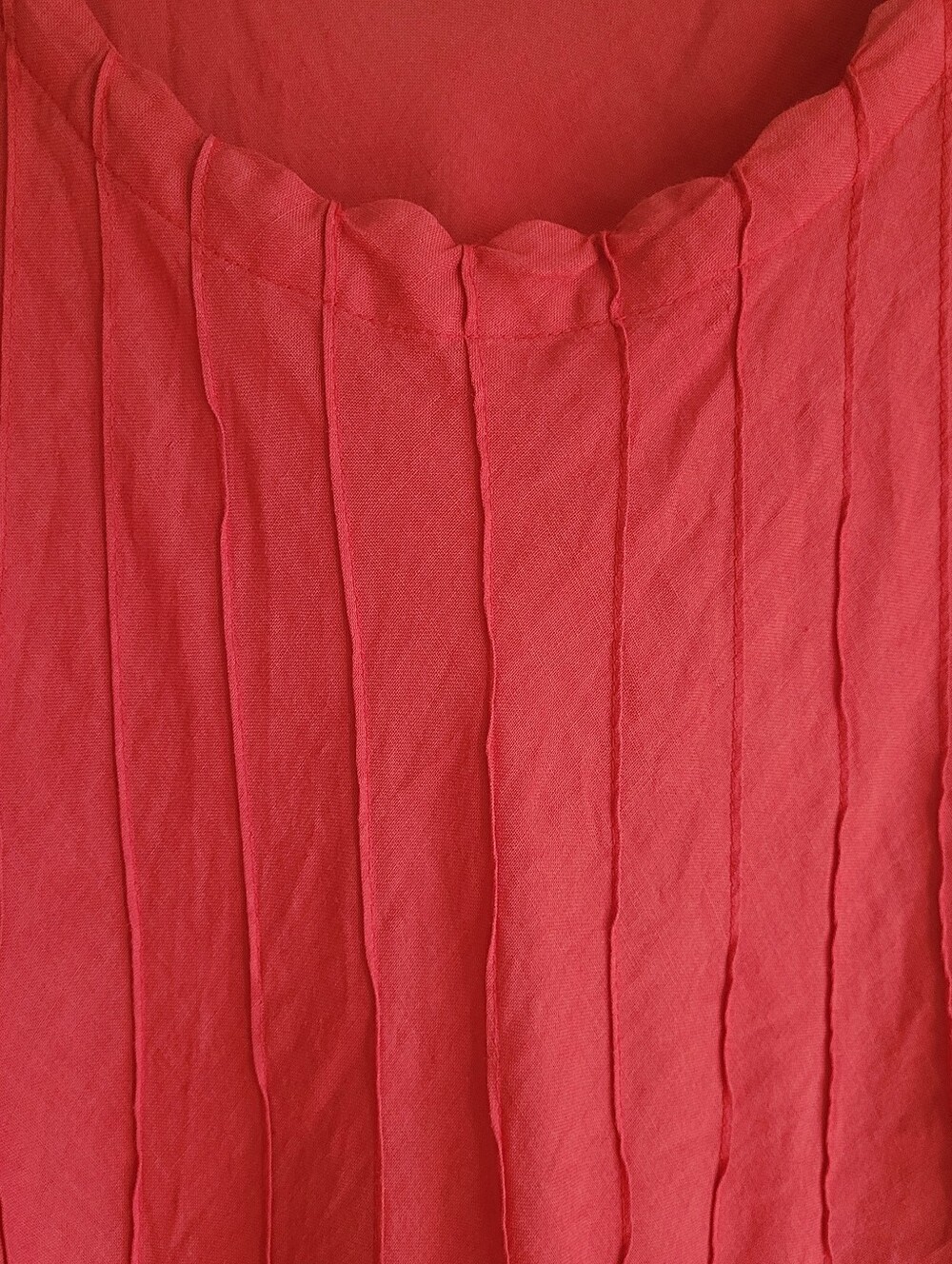 Puro Lino Womens red/orange Sleeveless Linen Dress Size Small pockets - Picture 6 of 6